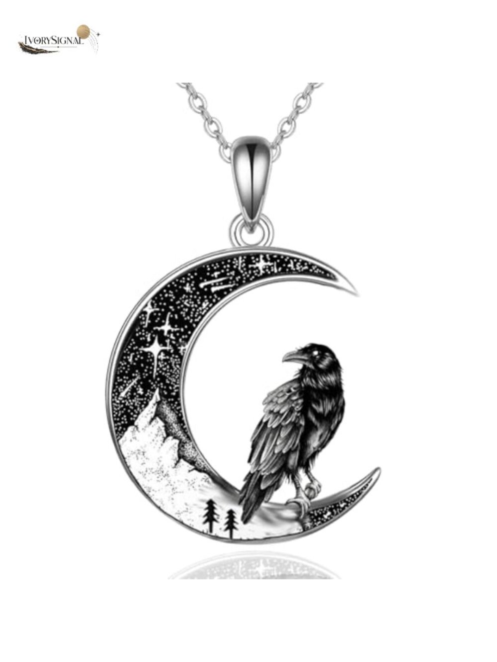 925 Sterling Silver Gothic Raven Pendant Necklace for Women